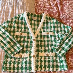 Tuckernuck Green and White Checkered Jacket